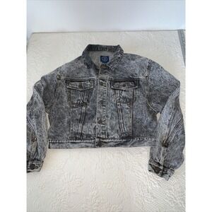 VTG Gap Cropped Denim Trucker Jean Jacket Women's M 90's 80's Metal Button Biker